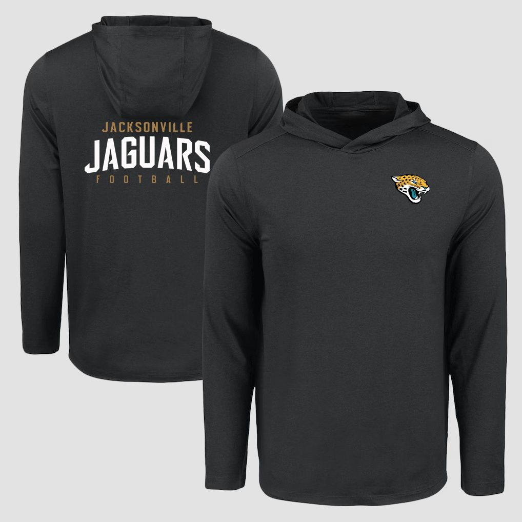 Men 2026 NFL Jacksonville Jaguars Hooded long sleeved T-shirt black 05